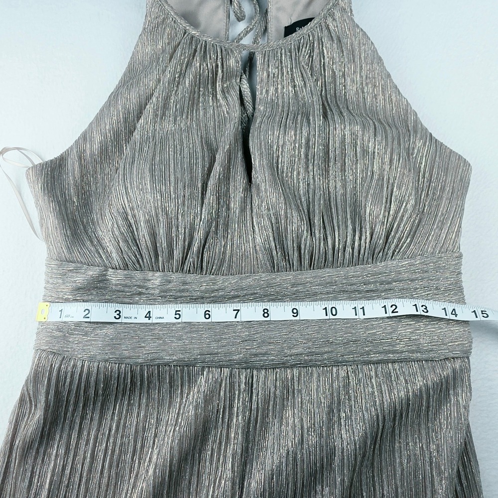 R&M Richards Womens Metallic Plisse Pleated Halter Wide Leg Jumpsuit Size 8 - Picture 9 of 12